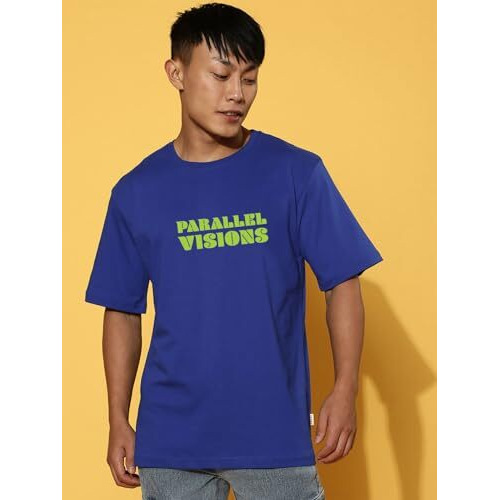 Veirdo 100% Pure Cotton Oversized Baggy Fit Half Sleeve Printed Round Neck Multicolor Drop Shoulder T-Shirt For Men (Po3_Os_Ss25_Prvi_Pcmd_Vdrd_Xxl)