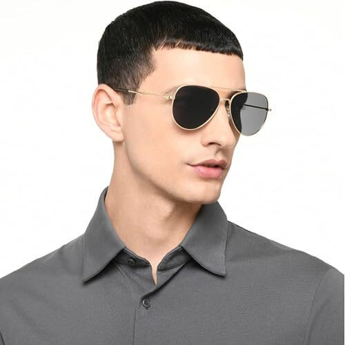 John Jacobs Ali Fazal Gold - Grey | Full Rim Pilot Stylish & Premium Sunglasses | Polarized And 100% Uv Protected | Men & Women | Medium | Jj S70012
