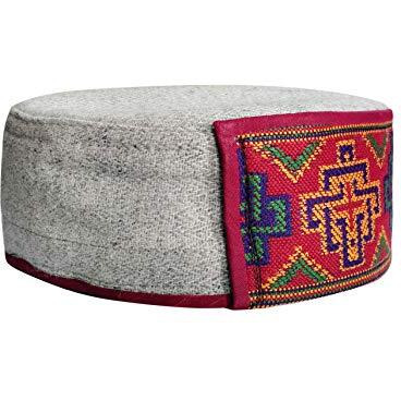 Vastraa Fusion Unisex Woolen Kullu Cap (Pack Of 1) (Ts0961_Broad Swastik-Type Pattern Large 2_Free Size), Red