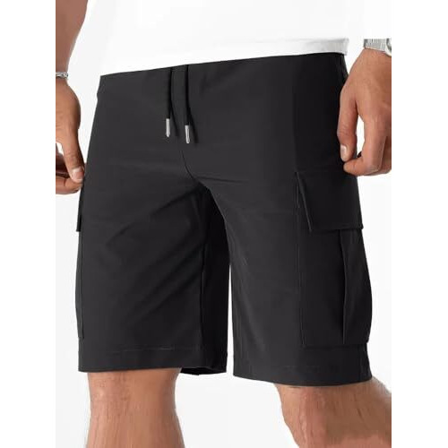Peppyzone Men's Cotton Casual Stretchable Cargo Shorts For Men, Shorts For Man Cotton (In, Alpha, L, Regular, Black)