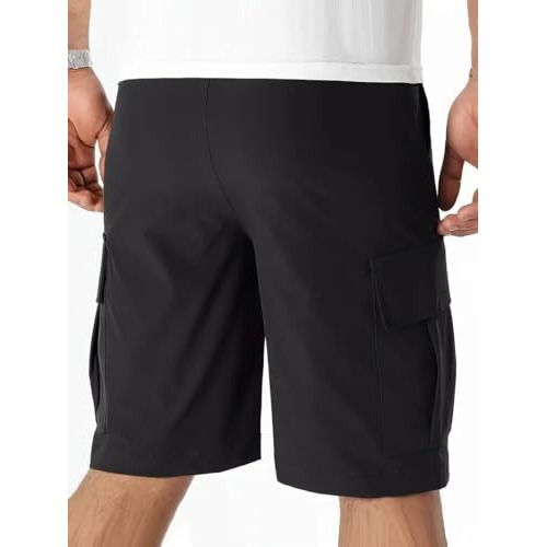 Peppyzone Men's Cotton Casual Stretchable Cargo Shorts For Men, Shorts For Man Cotton (In, Alpha, L, Regular, Black)