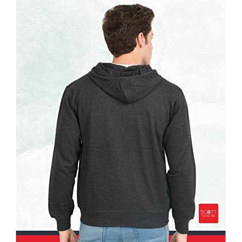 Scott International Men's Solid Cotton Hoodies | Sweatshirts | Sweatshirt With Zipper Stylish| Winter Wear With Hood And Pockets Charcoal
