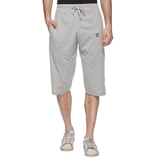 Vimal Jonney Men's Slim Fit Cotton Capri (C1-Melange01-L_Silver_L)
