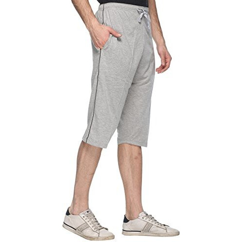 Vimal Jonney Men's Slim Fit Cotton Capri (C1-Melange01-L_Silver_L)