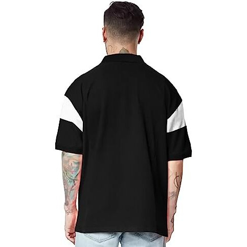 Jump Cuts||Printed Tshirt For Men||Drop Shoulder Tshirt For Men||Polo Tshirt For Men||Cottonblend Oversized T-Shirt Black,White