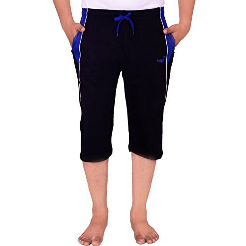 Vego Mens Capri, 3/4, Three By Fourth, Three Quarter Black Regular Fit