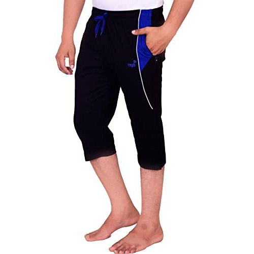 Vego Mens Capri, 3/4, Three By Fourth, Three Quarter Black Regular Fit