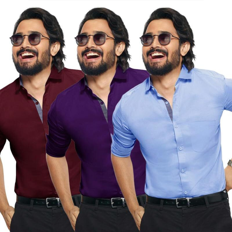Pinkmint Shirt For Men Cotton Spraed Collar Long Sleeve Casual Shirt Formal Shirt Regular Fit Shirt