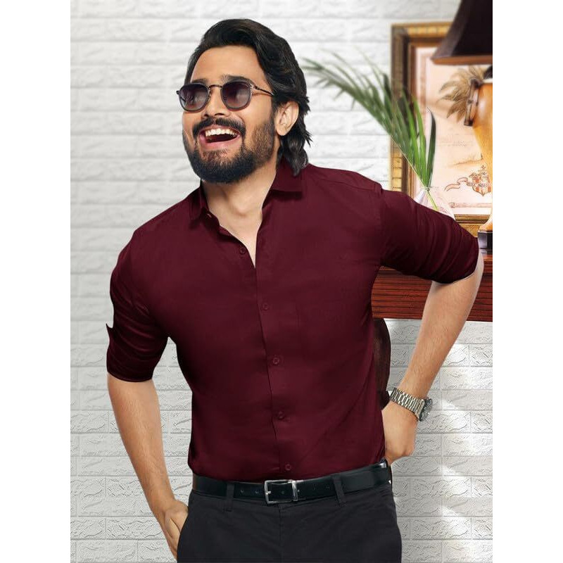 Pinkmint Shirt For Men Cotton Spraed Collar Long Sleeve Casual Shirt Formal Shirt Regular Fit Shirt