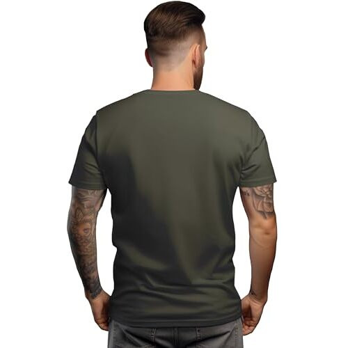 Peppyzone Men's Regular Fit Gym Workout Cotton T Shirt For Men (Xl, Olive4)