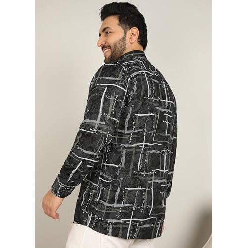 Elyyork Shirt For Men Plus Size||Shirt For Men Plus Size 4Xl||6Xl Shirts For Men Plus Size||Plus Shirts For Men||Plus Size Shirts For Men Full Sleeve||Cb-Plusprinte-10 * 6Xl Black