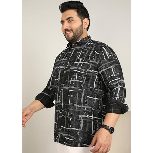 Elyyork Shirt For Men Plus Size||Shirt For Men Plus Size 4Xl||6Xl Shirts For Men Plus Size||Plus Shirts For Men||Plus Size Shirts For Men Full Sleeve||Cb-Plusprinte-10 * 6Xl Black