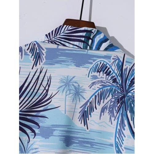Leriya Fashion Night Dress For Men || Rayon Multi Printed Night Dress For Women || Summer & Beach Wear For Men || Sleepwear Pajama Set For Men || Vacation || Travel Wear (Lf-Ms-6090&Sh182-M-Blue)