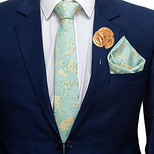 To The Nines Men's Green Tie, Pocket Square & Lapel Pin