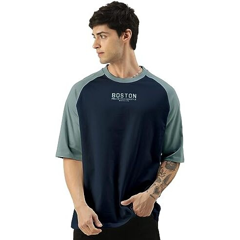 Maniac||Printed Tshirt For Men||Drop Shoulder Tshirt For Men||Round Neck For Men||Cottonblend Oversized T-Shirt Blue