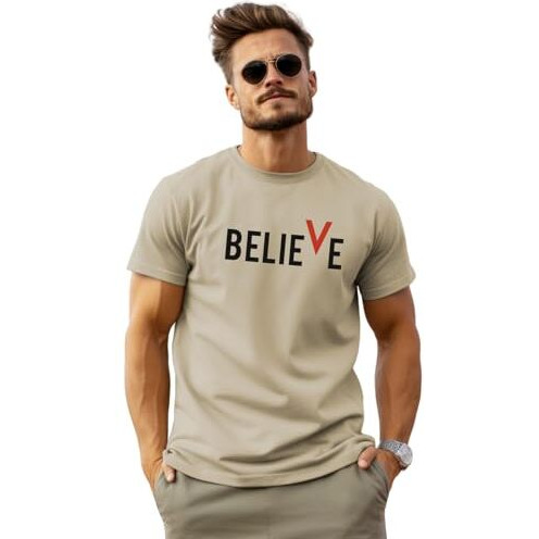 Adro Tshirt For MenPrinted T-Shirt For MenCotton T-ShirtMens TshirtRn24-M-Bvv-Be-L Beige