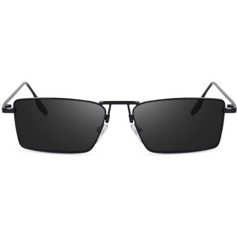 Dervin Metal Rim Rectangular Sunglasses For Men And Women (Black-Black)