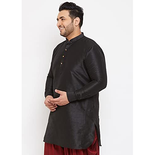 Vastramay Plus Men's Black Silk Blend Kurta (Vplusmuk001Bl_50)