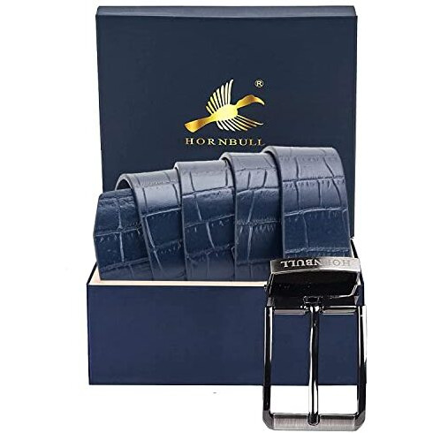 Hornbull Clara Mens Leather Belt Navy Color | Leather Belt For Men | Formal Mens Leather Belt