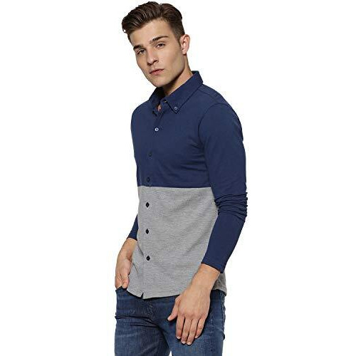 Campus Sutra Men's Solid Regular Fit Casual Shirt (Ct20Shrt_Pnhh2C_M_Pln_Bugr_Bu M)