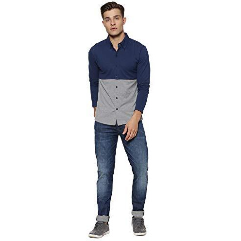 Campus Sutra Men's Solid Regular Fit Casual Shirt (Ct20Shrt_Pnhh2C_M_Pln_Bugr_Bu M)