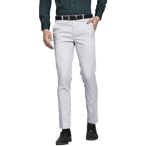 Vogaan Formal Pant With Expandable Waist For Men | Men's Cotton Regular Fit Flat Front Pant For Party And Casual Wear (Grey_36)