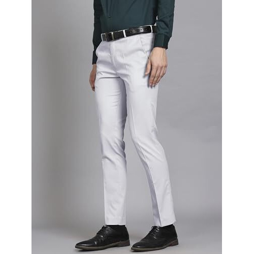 Vogaan Formal Pant With Expandable Waist For Men | Men's Cotton Regular Fit Flat Front Pant For Party And Casual Wear (Grey_36)