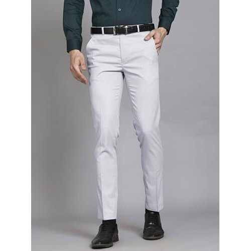 Vogaan Formal Pant With Expandable Waist For Men | Men's Cotton Regular Fit Flat Front Pant For Party And Casual Wear (Grey_36)