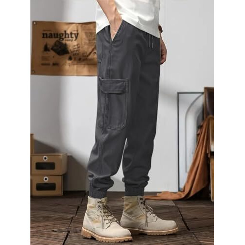 Leriya Fashion Men's Cargo Pants With Pockets | Cotton Joggers For Men | 6 Pocket Jeans Pant | Casual Trousers For Men (Lf-Tp-1158-2Xl-Grey)