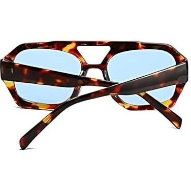 4Flaunt Rebel Retro Vintage 70S Hexagonal Aviator Double Bridge Sunglasses For Men & Women | Trending, Stylish & Branded Sunglasses | Uv 400 Protection Lenses | Metal Hinges (Tortoise/Blue)