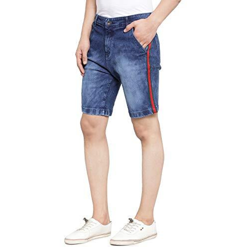 Ben Martin Men's Regular Fit Side Stripe Stretchable Blue_Rg Denim Shorts Size 30