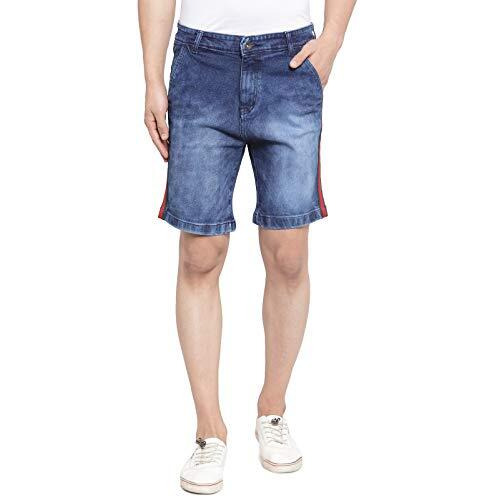 Ben Martin Men's Regular Fit Side Stripe Stretchable Blue_Rg Denim Shorts Size 30