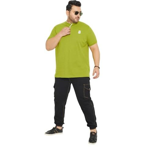 Bigbanana Plus Size Men's Regular Fit Solid Henley Tshirt (Hemleys-Olive,Olive,6Xl)