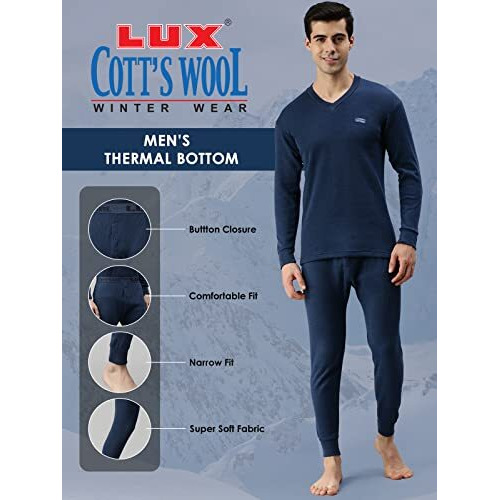 Lux Cottswool Men's Blue2 Premium Thermal Trouser (Size  95Cm)