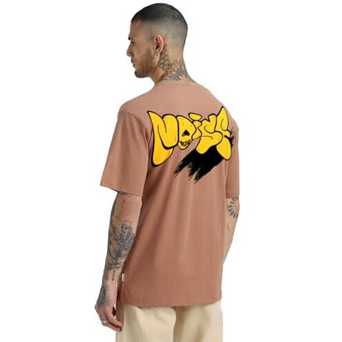 Veirdo Pure Cotton Half Sleeve Round Neck Oversized Fit Graphic Print Cork T-Shirt Men/Boys (Os_V_Noise_Cb_L) (Available In From S To 2Xl)