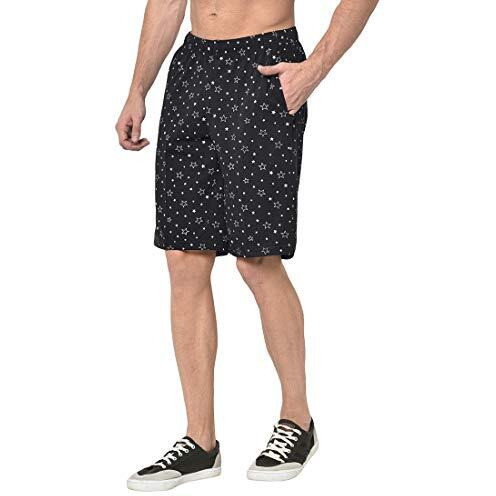 Mack Jonney Men's Regular Shorts (D12-Prt-No.1-Blk-Xxl_Black_Xx-Large)