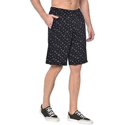 Mack Jonney Men's Regular Shorts (D12-Prt-No.1-Blk-Xxl_Black_Xx-Large)