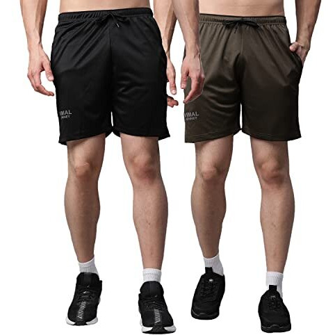 Mack Jonney Dryfit Solid Lycra Multicolor Shorts For Men (Pack Of 2)-Dryfit_D11_Blk_Olv_02-L
