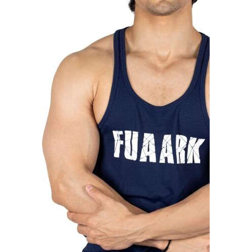 Classic Men's Regular Fit Gym Tank Tops Sports Sleeveless Vest (Navy, Large)