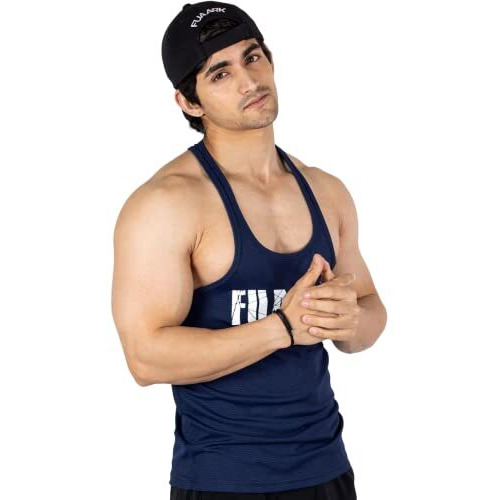 Classic Men's Regular Fit Gym Tank Tops Sports Sleeveless Vest (Navy, Large)