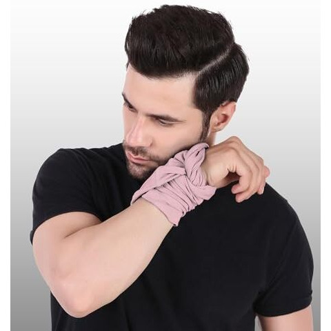 Freecultr Unisex Bamboo Bandana, Anti Microbial Super Soft & Comfort Fit, Breathable Multipurpose Headband, Face Mask For Dust Protection And Sun - Plain Pack Of 2-Chalk Blue,Pastle Peach