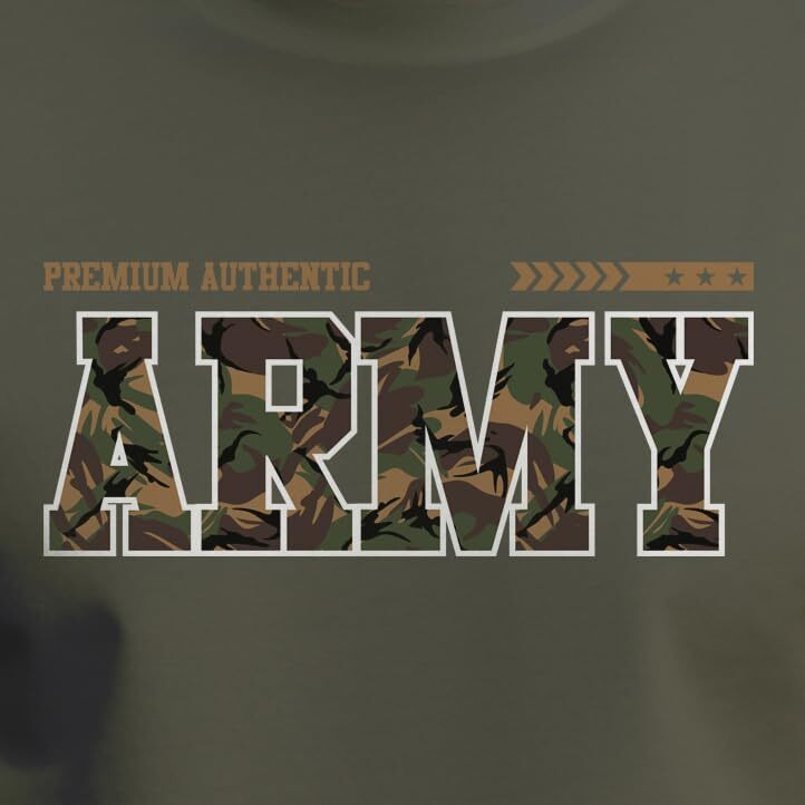 Peppyzone Men's Regular Fit Army Printed Pure Cotton T Shirt For Men (M, Olive2)