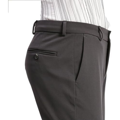 Saintx Men's Stretchable Casual Pants | Slant Pocket Chinos | Stylish Elastic Trousers (Slim Fit) Office Or Party | Fashion Trouser With Expandable Waistband & Anti-Slip Gripper (Saintr03_Dk Grey_34)