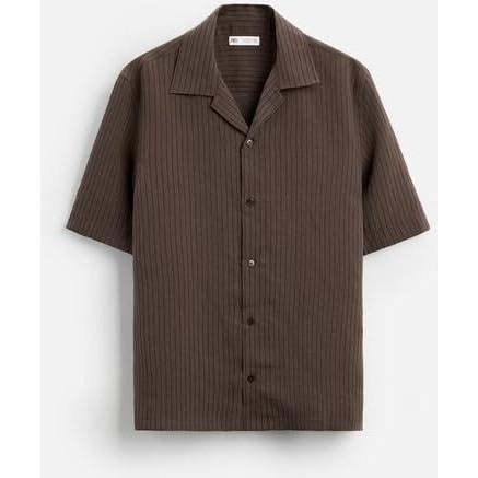 Miramichi Men's Regular Fit Long Shirt - Corduroy Fabric, Striped Pattern, Half Sleeves, Ideal For Casual (L, Coffee)