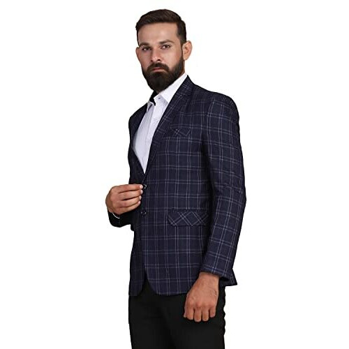 Tahvo Men Tweed Blue Check Blazer