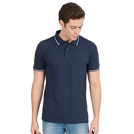 Scott International Super Soft Men's Cotton Rich Solid Half Sleeve Polo T-Shirt | Polo Tshirts For Men | Tshirt For Men | Mens Tshirt | Plain T Shirt (Navy Blue Melange, Xxxl)