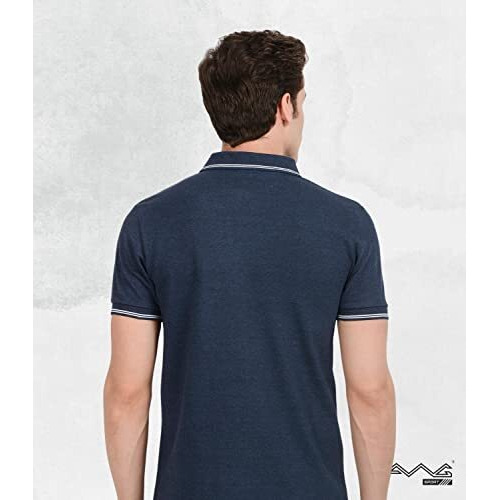 Scott International Super Soft Men's Cotton Rich Solid Half Sleeve Polo T-Shirt | Polo Tshirts For Men | Tshirt For Men | Mens Tshirt | Plain T Shirt (Navy Blue Melange, Xxxl)