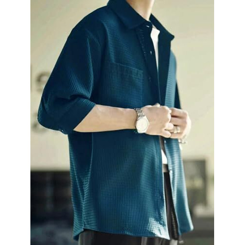 Dhruvi Trendz Mens Polly Cotton Men's Casual Shirt Regular Fit Casual (Dt-Ms-6136_Turquoise_Xl)