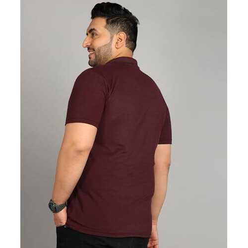 Inkkr Plus Size Men's Regular Fit Solid Polo (Maron,Pink) Tshirt Combo