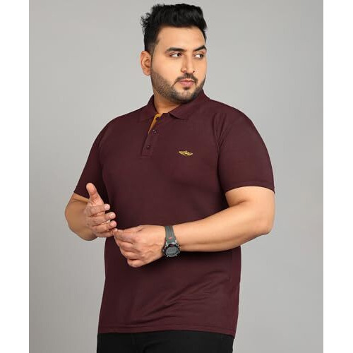 Inkkr Plus Size Men's Regular Fit Solid Polo (Maron,Pink) Tshirt Combo